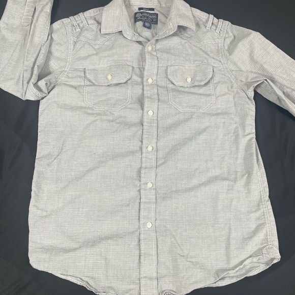 Américan Rag Cie Women Gray Striped Long Sleeve Button Up Shirt Size S - Picture 2 of 11